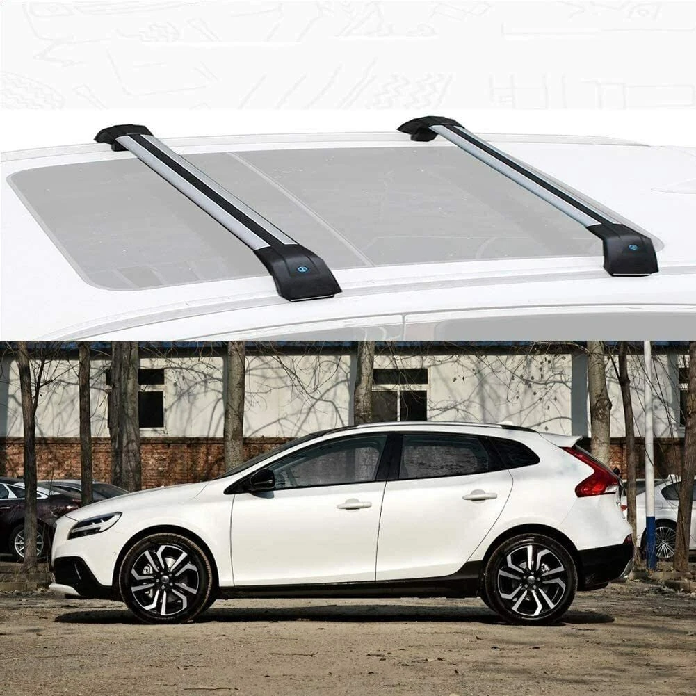 2Pcs Fits for Volvo V40 2013 2019 Lockable Roof Rail Racks Cross