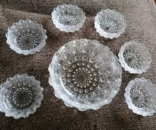 ANTIQUE TOY GLASS BERRY BOWL SET WESTMORELAND LACY DAISY MASTER  6 OPEN SALTS