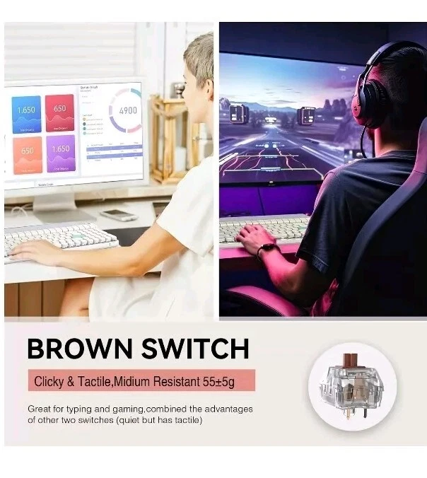 Mechanical Gaming Keyboard with Brown Switches for Multi OS Compatibility