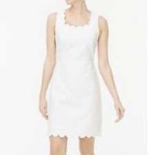 NWT J.Crew Scalloped Basketweave Square-neck Dress Ivory WOMEN Size 12  Cute