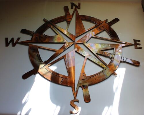 Captains Nautical Compass Rose Wall Art Décor 20" x 20" Copper/Bronze Plated - 第 1/4 張圖片