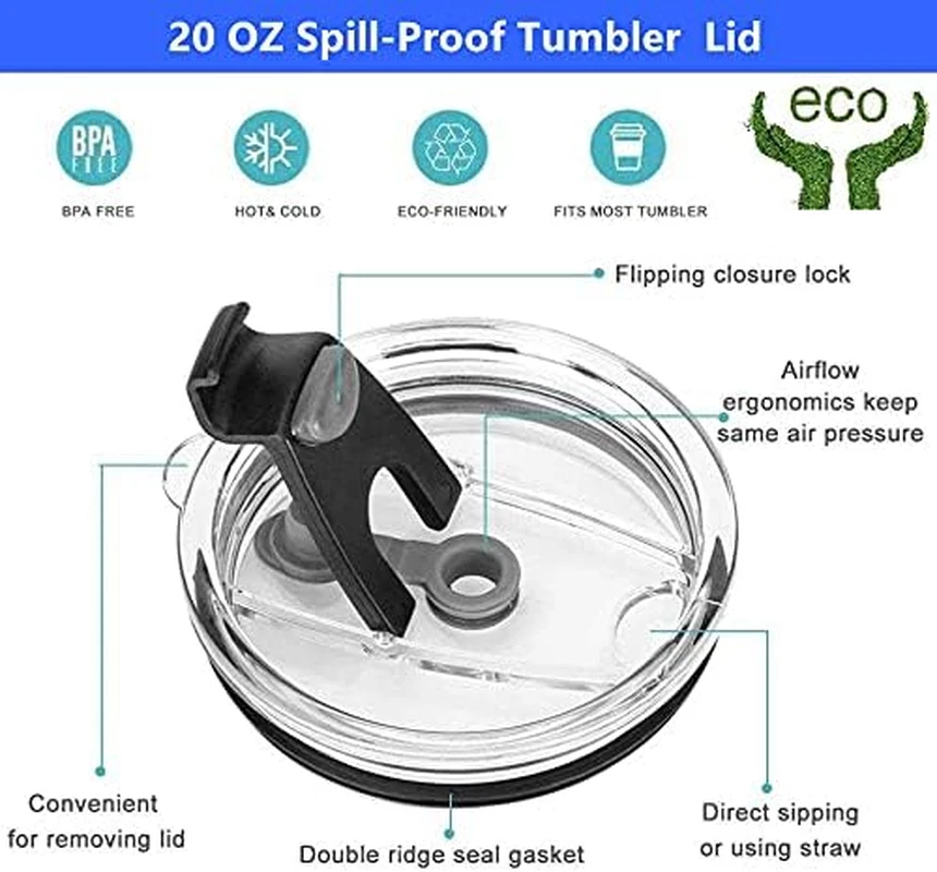 Tumbler Lid for 20 Oz,2 Replacement Lids for 20Oz Stainless Steel Tumbler Travel