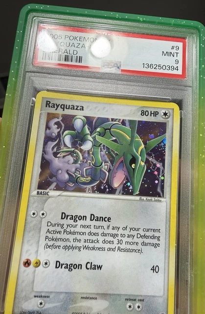 2005 POKEMON EX EMERALD #9 RAYQUAZA-HOLO PSA 9 With Swirl* 🌀