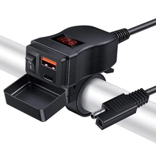 38W 6.8A USB Type C Motorcycle Phone Charger Port SAE to USB Adapter