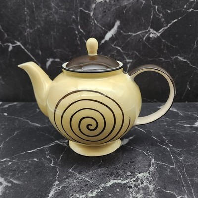Herman Dodge & Son Ceramic Art Deco Teapot Brown/Creamer Swirl 2 Cups