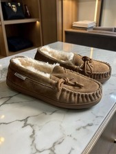 BEARPAW Moc II Women Size 8 Slipper Hickory Suede Sheepskin Lined