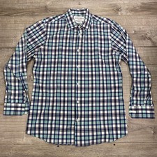 Mizzen Main Leeward Shirt Mens XL Blue Green Plaid Button Down Dress Performance