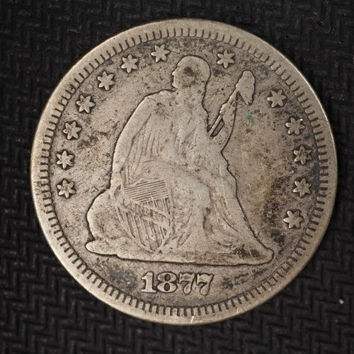 1877  * P*  SEATED LIBERTY SILVER QUARTER  **FREE SHIPPING**C2835