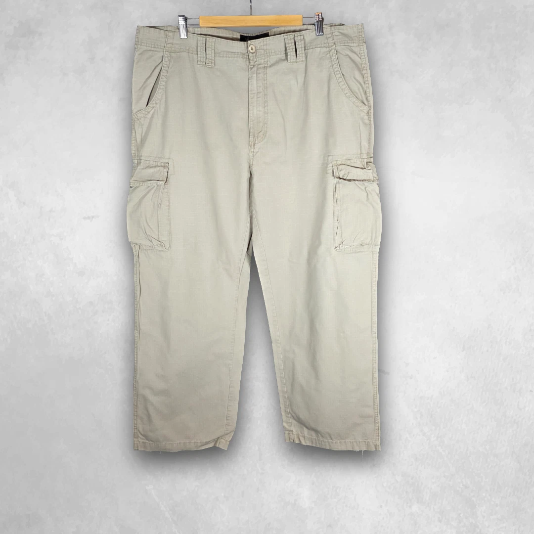 Beverly Hills Polo Club Cargo Trousers Mens W42 L30 Beige Cotton Utility Casual