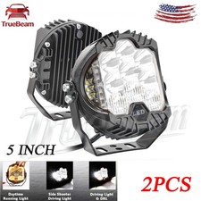 2 Led Work Light Bar 5 Amber Pods Drl Round Offroad Driving Truck Atv Fog Lamp