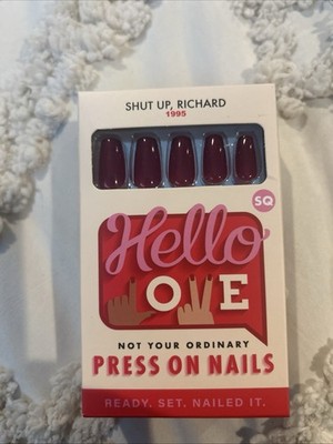 Hello Love Press On Nails Shut Up Richard Medium Squaffin Red 
