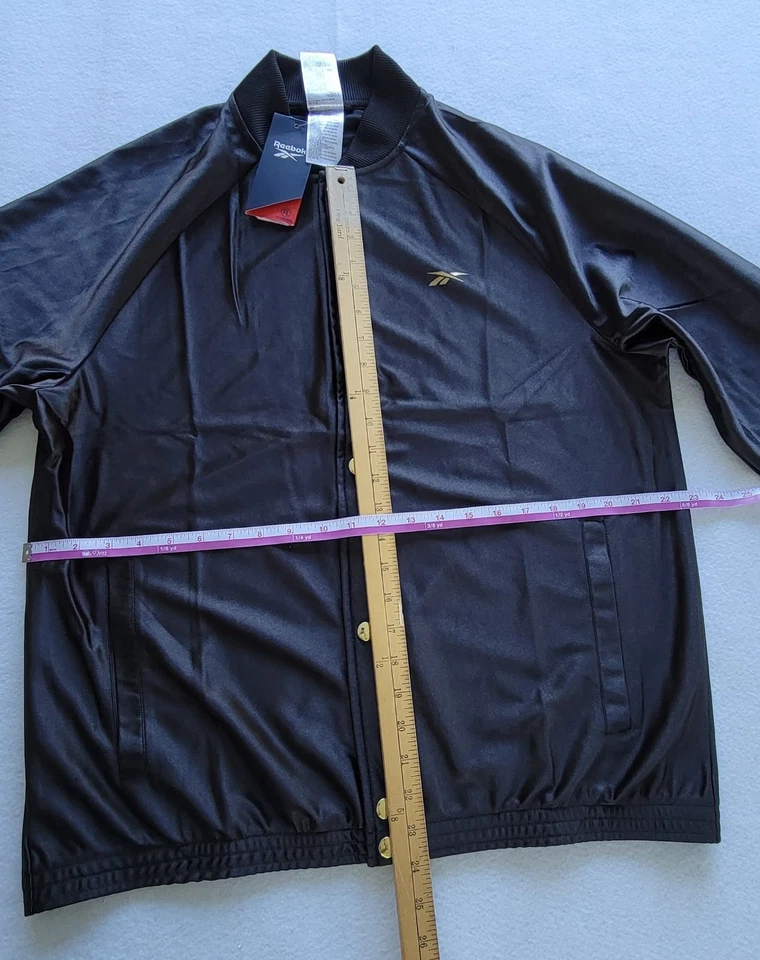 Reebok BB Gold Snap Long Sleeved BlackJacket w/ElasticSleeve Cuffs Size M-L -XL - Image 3 of 4