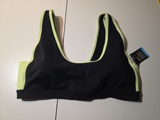 NEW Nwt GAP FIT XL Low Support Sports Bra Black Neon Green Scoop Comfort