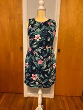 Old Navy Sleeveless Floral Print Sheath Dress Medium Back Zip Cotton Blend Blue