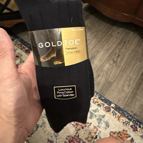 Gold Toe Hampton Black Crew 3-Pack Socks 2054S Shoe Size 6-12.5 NEW $ - Picture 2 of 3