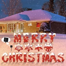 Hahood 18 Pieces Large Merry Christmas Yard Signs with Solar LED Light Red