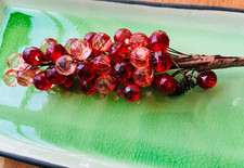 Vintage CLUSTER OF GLASS RED GRAPES Super Detail Old Feeling 8" Long 1.5" Wide