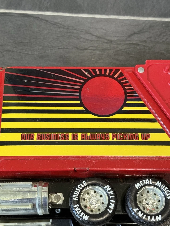 Vintage Nylint RED Sanitation Rear Garbage Truck Sunrise Disposal Service Toy - Image 2 of 4