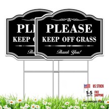 2 Pack Keep Off Grass Sign, Keep Dogs Off Sign for Lawn, 12.5x9.5 inches