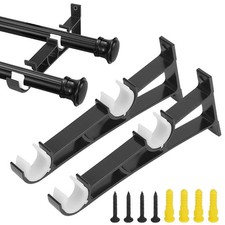 Aluminum Alloy Double Curtain Rod Brackets Window Wall Holders for Drapery 2X