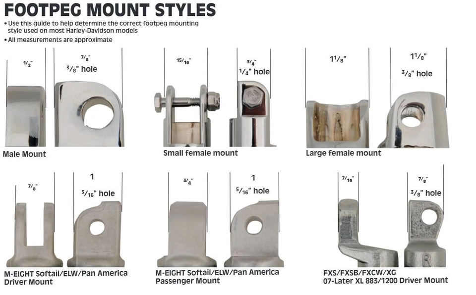 V-Factor 24069 cromo ISO estribo reposapiés reposapiés para Harley montaje macho Foto 2 de 2