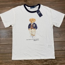 Polo Ralph Lauren Womens Size Medium T-Shirt White Polo Bear Ringer Tee New