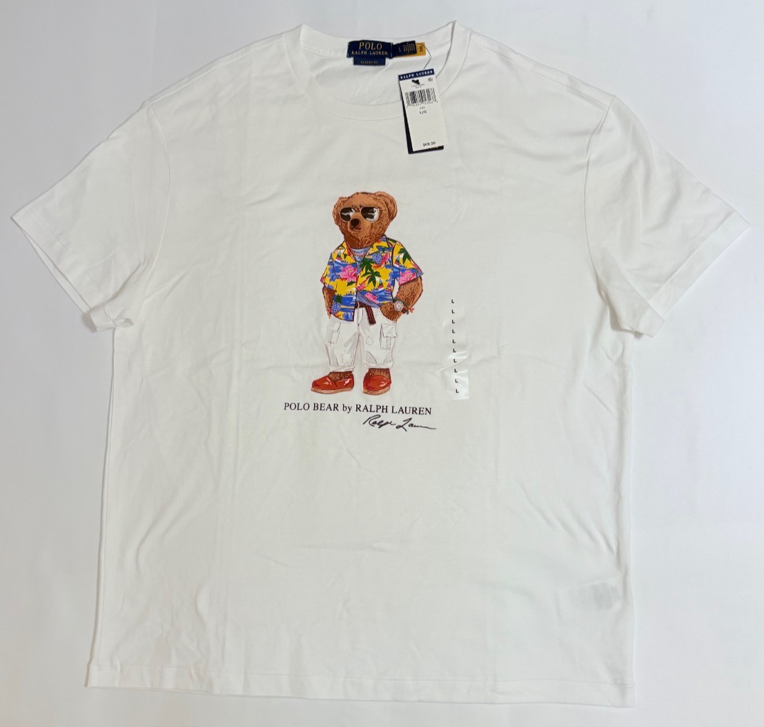 Polo Ralph Lauren Summer Bear Men's White T-Shirt Sz Large NEW