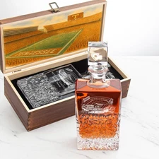 College Football Stadium – Engrave Sports Team Decanter in Rustic Wood Box