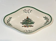 Spode Christmas Tree Med Diamond-Shaped Dish S3324 England Pickle Olive Relish