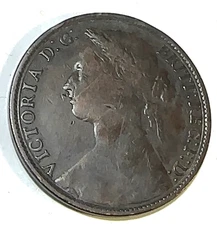 1881 Great Britain Victoria Penny Nice Original Fine KM-755 CHRC