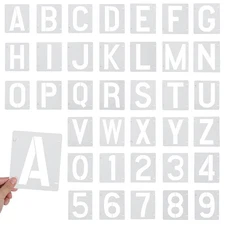 36 Pcs 4 inch Large Alphabet and Number Stencils Reusable Plastic Letter and ...