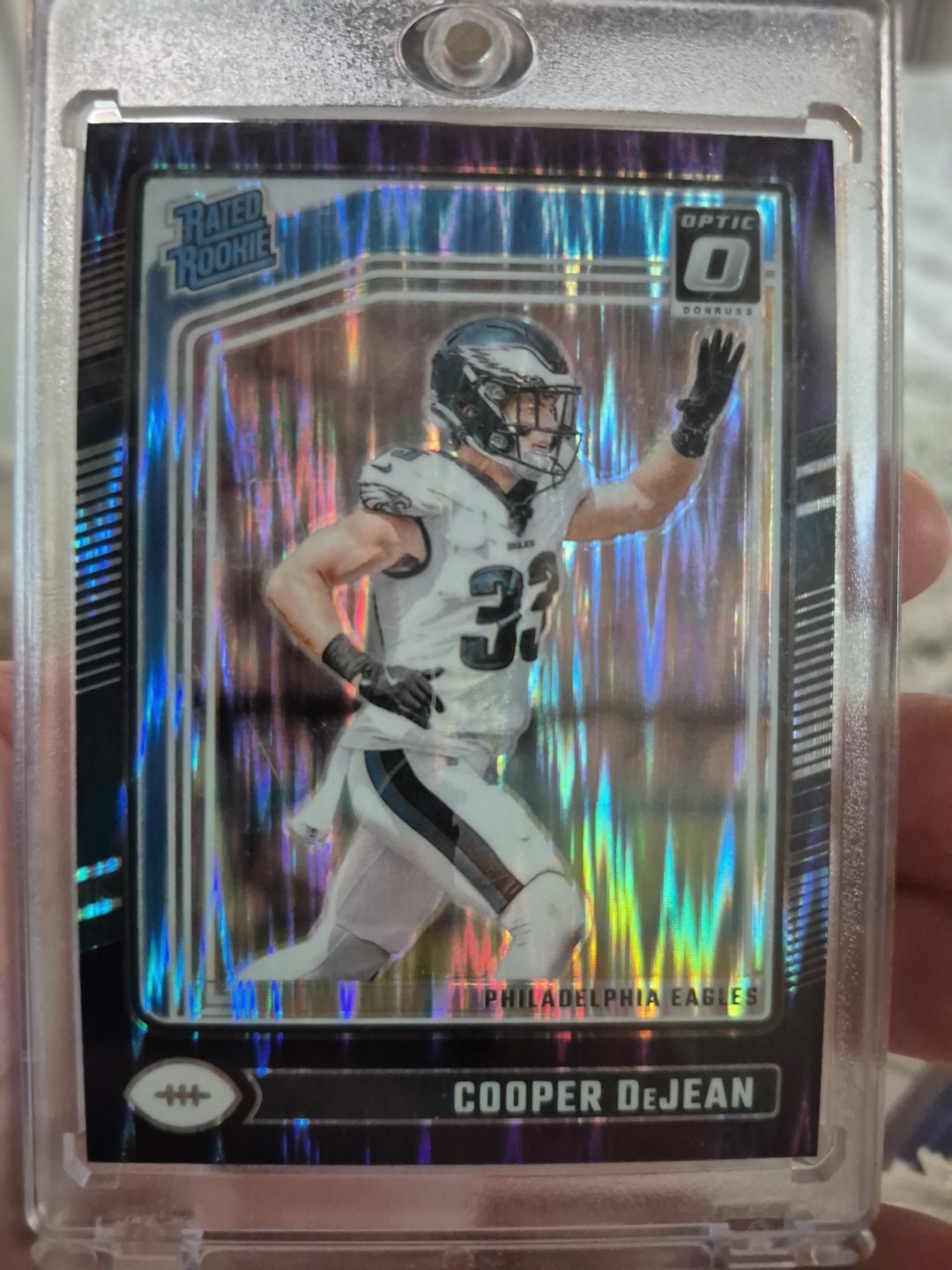 2024 Panini Donruss Optic RatedRookie Cooper DeJean #221 Purple Shock Prizm (RC)