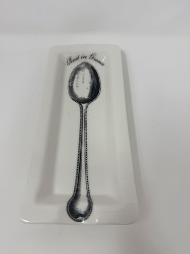 Fishs Eddy Spoon Rest - REST IN GREASE - Rectangular  Kitchen Utensil Dish Cook