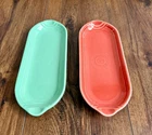 Vintage Fiesta Corn Cob Relish Utility Bread Tray Persimmon and Green Set of 2