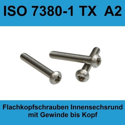 M4 ISO7380-1 TX A2 Edelstahl ISR Linsenkopfschraube Innensechskantrund Flachkopf