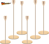 KerzenstäNder Gold 6 Set,Kerzenhalter Stabkerzen,Hoch Kerzenleuchter Vintage Dek