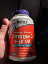 Now Foods Omega-3 180 EPA 120 DHA 200 Softgels GMP Quality Assured, Kosher 1/28