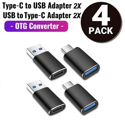 4 Pack OTG Adapter (2 Pack C to A & 2 Pack A to C)