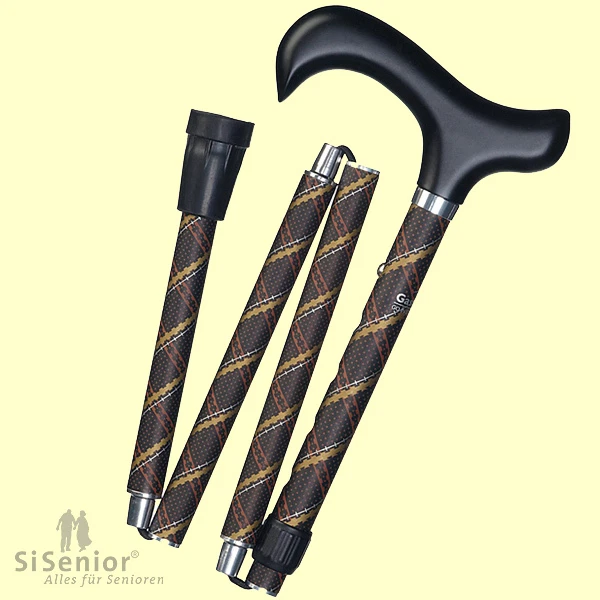 GASTROCK-SAUER Deluxe-Schlank-Faltstock "Burlington" faltbarer Gehstock Klappstock