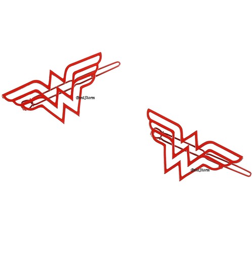 DC Comics Wonder Woman Classic Logo Red Hair Clips 2 pack 1 1/4" x 2 1/2" NEW