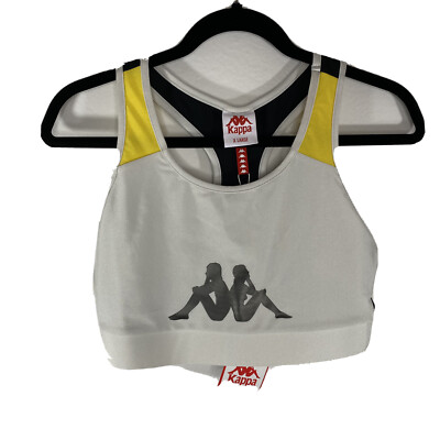 Kappa Womens XL Authentic Race Catim Reflective Sports Bra Gray Yellow Black