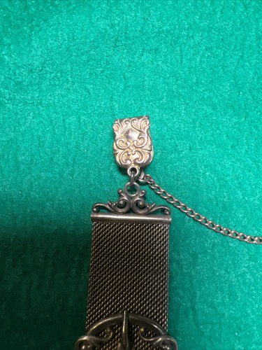 Antique Victorian Gold Filled Mesh Watch Fob Pendant W/ Faceted Purple Stone - Picture 5 of 21