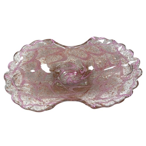 Vintage Murano Ercole Barovier Glass Centerpiece Pink Swirls Rose Gold Fleck - Picture 2 of 12