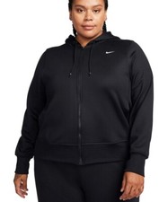 Nike Women's Therma-FIT One Oversized Full-Zip Fleece Hoodie Black Plus Size 3X