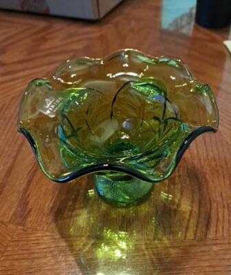 Viking Green Glass  Candy Dish In Excellent Condition 