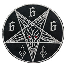PENTAGRAM 666 WHITE WITH RED EYES PATCH EMBROIDERED PATCH