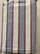 White Red And Blue Stripes Vinyl Tablecloth 52" x 90" Oblong Nautical Patriotic