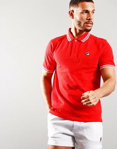 FILA Men Cotton Euro 2021 Football Vintage Tipped Collar Polo Shirt T shirt top - Picture 6 of 20