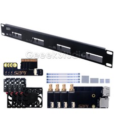 1U Rack Steel Bracket For Raspberry Pi 4B 19 Inch 4 Slots 5V DC TF Card