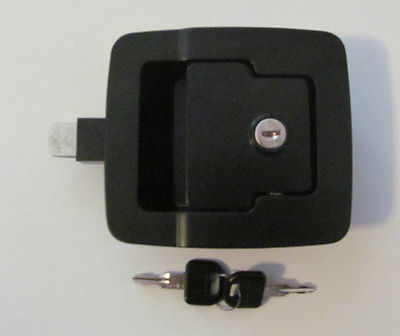 FIC BLACK RV 5'' x 4 1/2'' Baggage Door Lock 30205 Standard Plunger Length 2 Keys 
